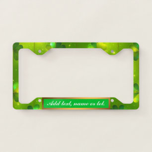 Green Trendy St Patrick's Day Clover Collection License Plate Frame