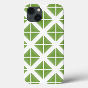 Green Trendy Triangle Pattern iPhone 13 Case