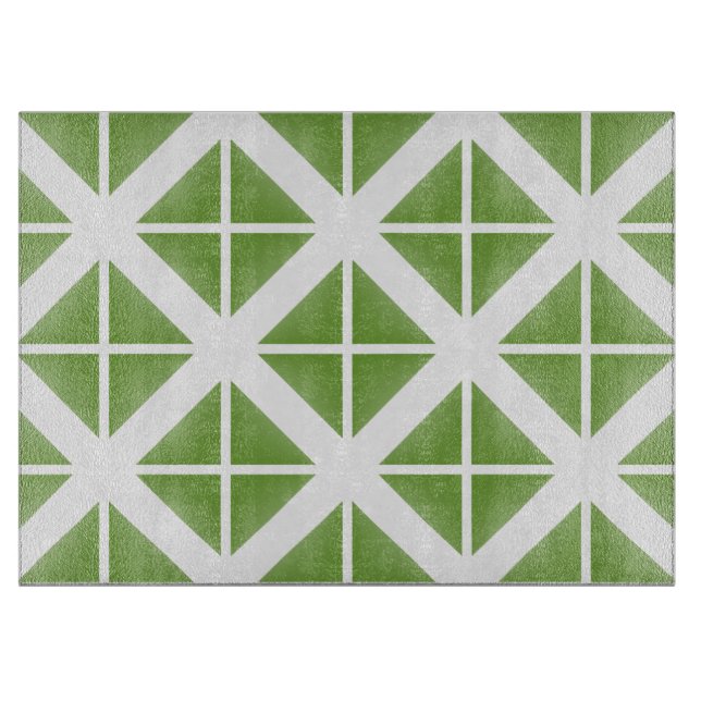 Green Trendy Triangle Pattern Cutting Board (Front)