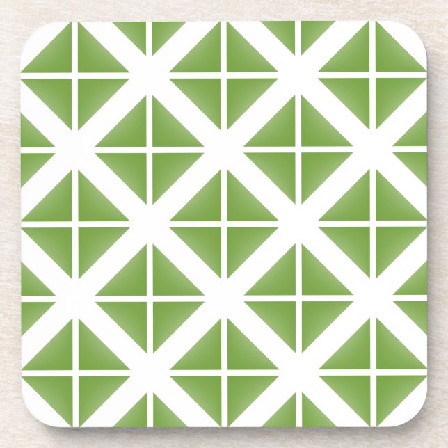 Green Trendy Triangle Pattern Drink Coaster (Front)