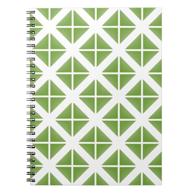Green Trendy Triangle Pattern Notebook (Front)