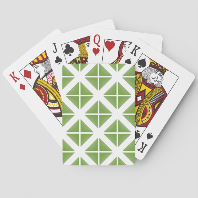Green Trendy Triangle Pattern Poker Cards (Back)