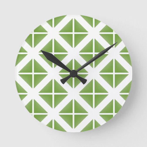 Green Trendy Triangle Pattern Round Clock