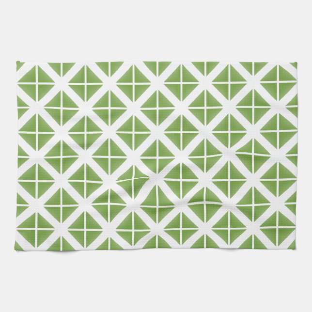 Green Trendy Triangle Pattern Towel (Horizontal)