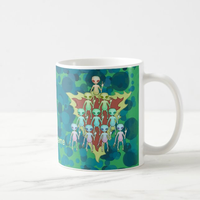 Green Triangle Alien Coffee Mug (Right)