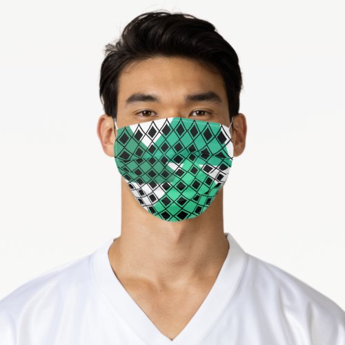 Green Triangle Harlequin  Adult Cloth Face Mask