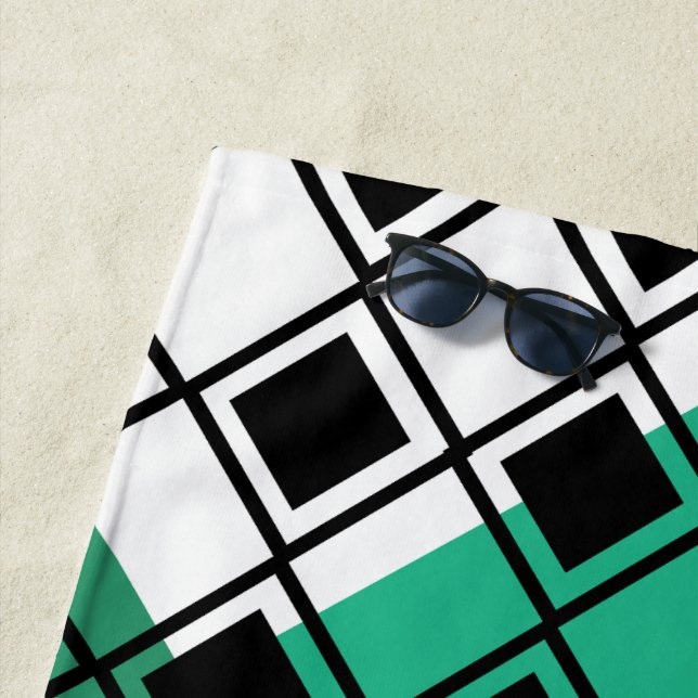 Green Triangle Harlequin  Beach Towel (In Situ)