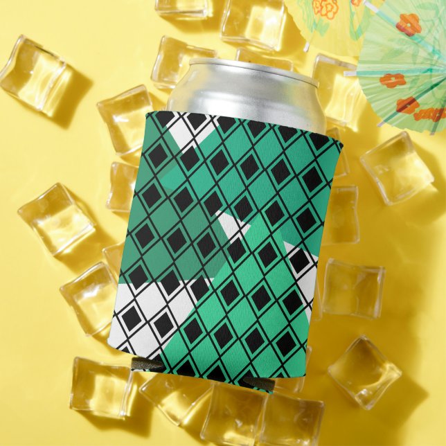 Green Triangle Harlequin  Can Cooler (In Situ Summer)