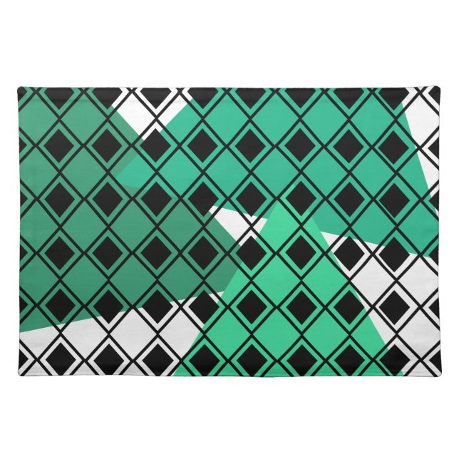 Green Triangle Harlequin  Cloth Placemat (Front)
