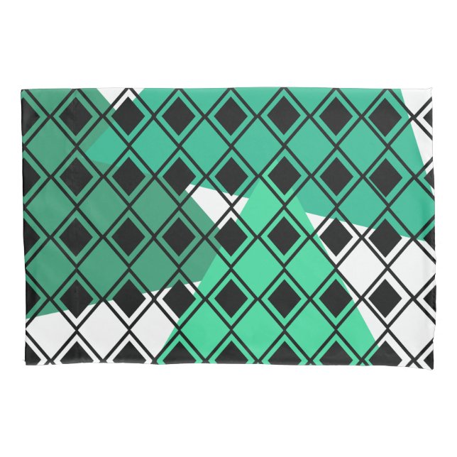 Green Triangle Harlequin Pillow Case (Front)