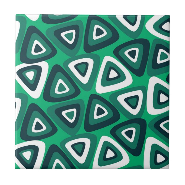 Green Triangle Pattern Ceramic Tile (Front)