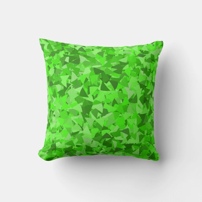 Green Triangle Pattern Throw Pillow (Front)