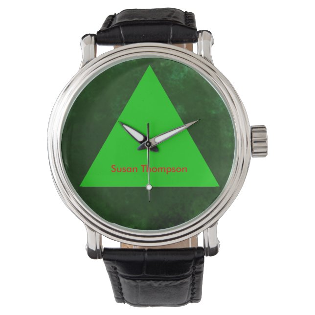 green triangle personalized name watch (Front)