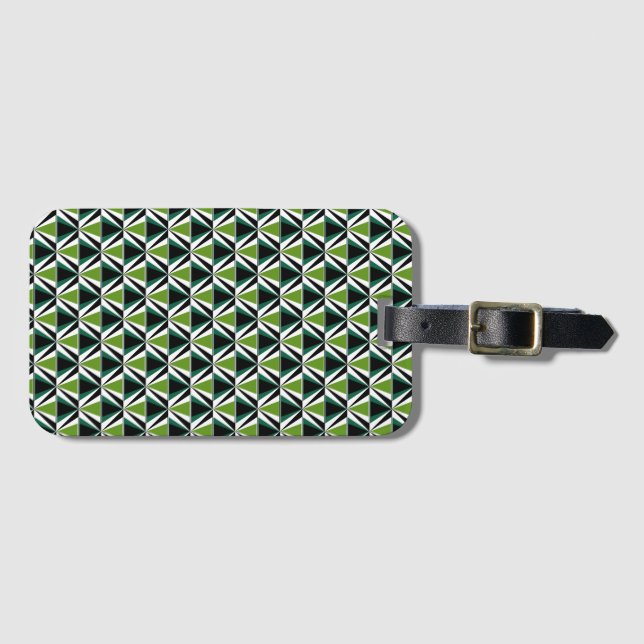 Green Triangles Luggage Tag (Front Horizontal)