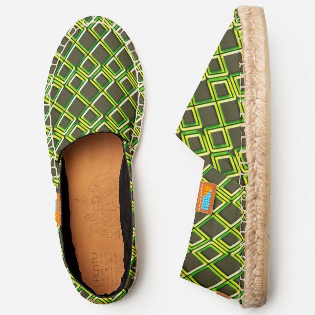 Green Triangular Diamond Pattern, ZEA Canvas Espadrilles (Side)