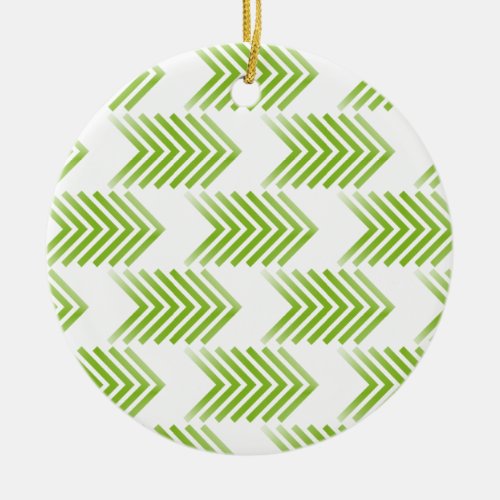 Green Tribal Arrow Pattern Ceramic Ornament