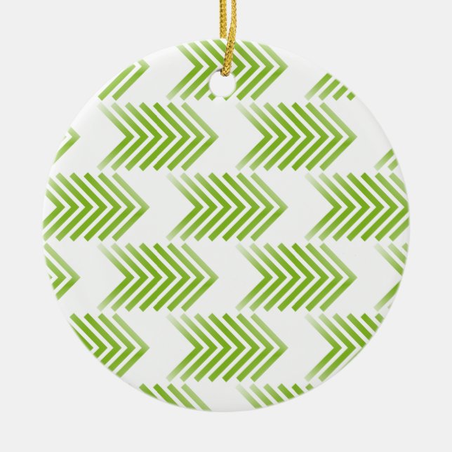 Green Tribal Arrow Pattern Ceramic Ornament (Front)
