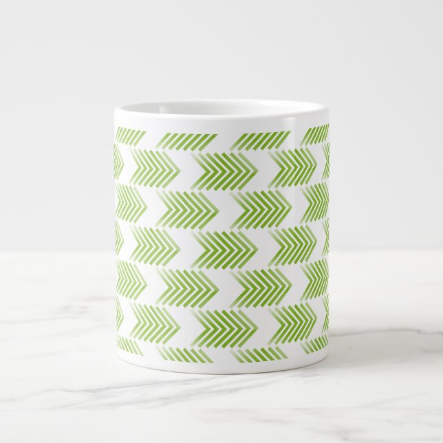 Green Tribal Arrow Pattern Large Coffee Mug (Front)