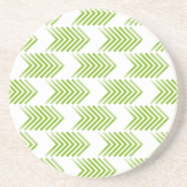 Green Tribal Arrow Pattern Sandstone Coaster (Front)