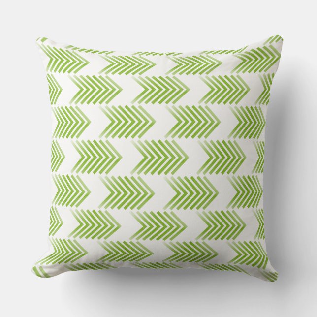Green Tribal Arrow Pattern Throw Pillow (Front)