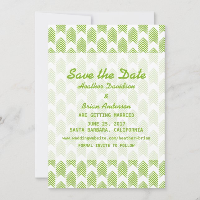 Green Tribal Arrows Save the Date Invite (Front)