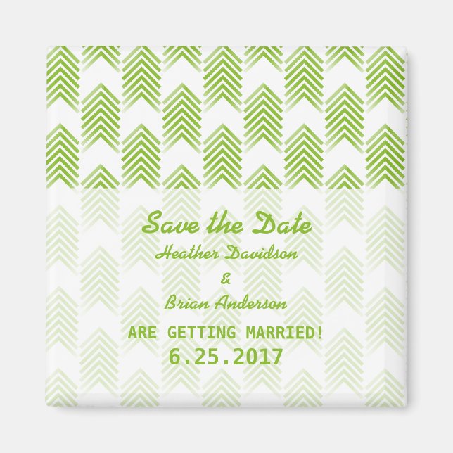 Green Tribal Arrows Save the Date Magnet (Front)