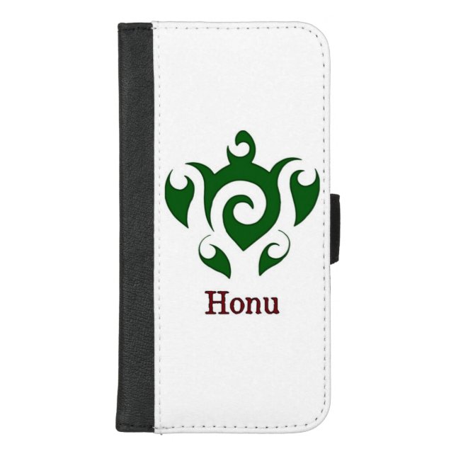 Green Tribal Hawaiian Sea Turtle iPhone Wallet Case (Front)