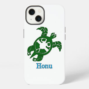 Green Tribal Honu Sea Turtle on White iPhone 13 Case