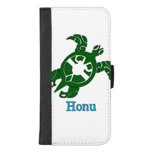 Green Tribal Honu Sea Turtle on White iPhone 8/7 Plus Wallet Case