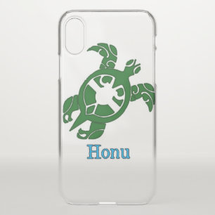 Green Tribal Honu Sea Turtle on White iPhone X Case