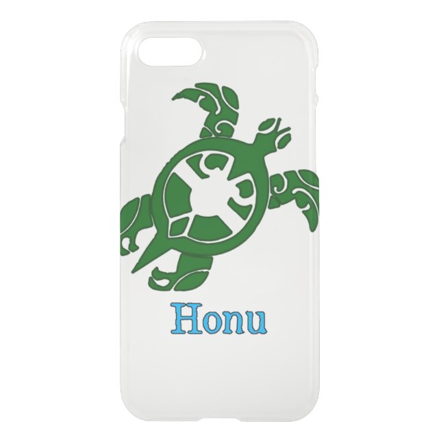 Green Tribal Honu Sea Turtle on White Uncommon iPhone Case (Back)