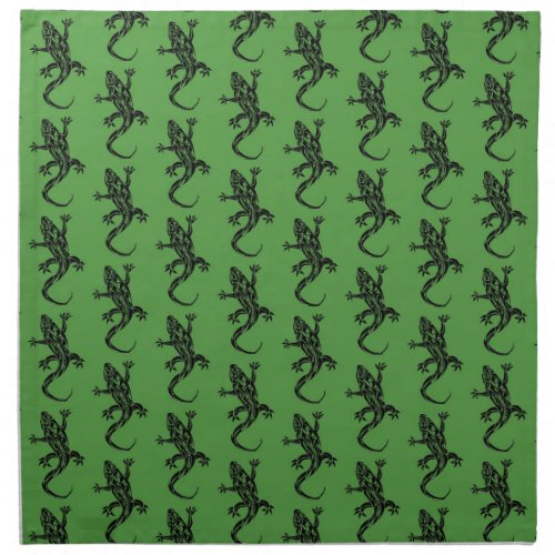 Green Tribal Tattoo Gecko Pattern Cloth Napkin