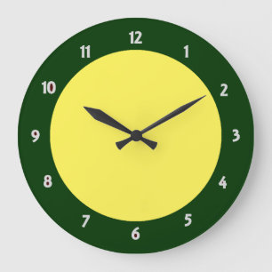 Green Trim White Number Clock Face Modern Clock