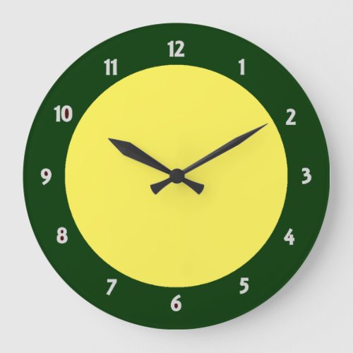 Green Trim White Number Clock Face Modern Clock
