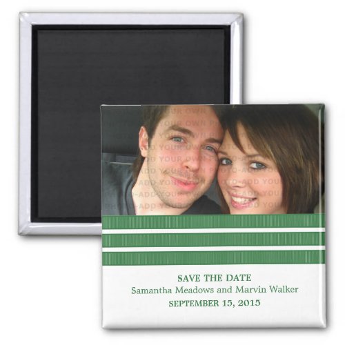 Green Triple Stripe Photo Save the Date Magnet