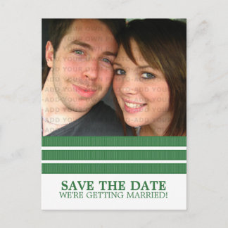 Green Triple Stripe Save the Date Postcard
