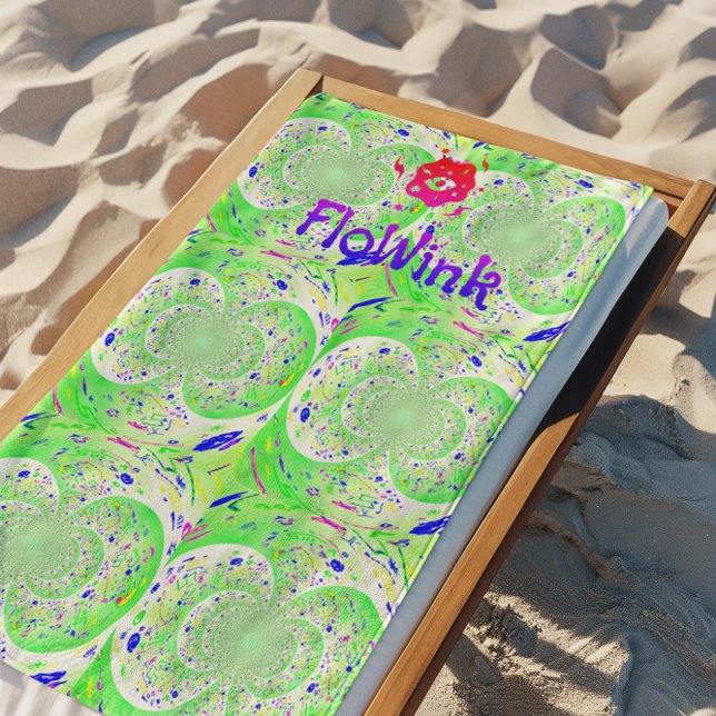Green Trippy Funky Beach Towel (Creator Uploaded)