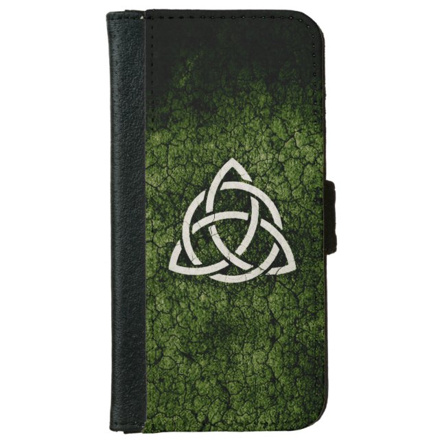 Green Triquetra iPhone Wallet Case (Front)