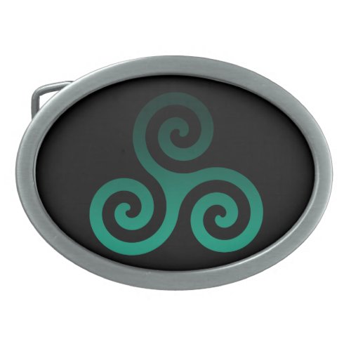 Green Triskele Ancient Celtic Symbol Black Belt Buckle