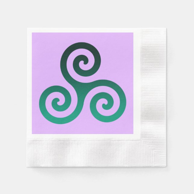 Green Triskele Ancient Celtic Symbol Lilac Napkins (Front)