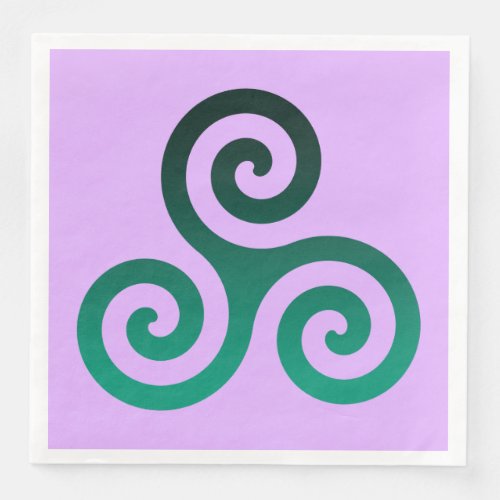 Green Triskele Ancient Celtic Symbol Lilac Paper Dinner Napkins