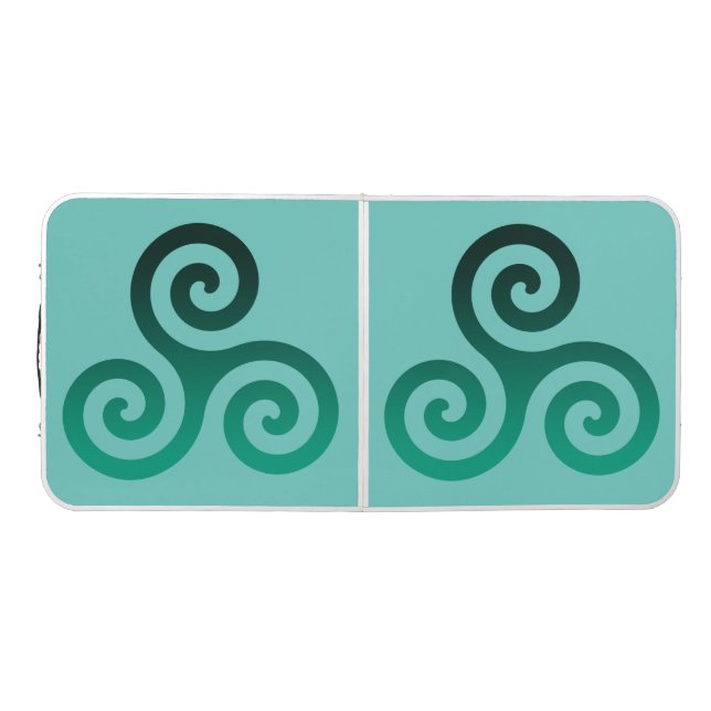 Green Triskele Ancient Celtic Symbol Mint Beer Pong Table (Top)
