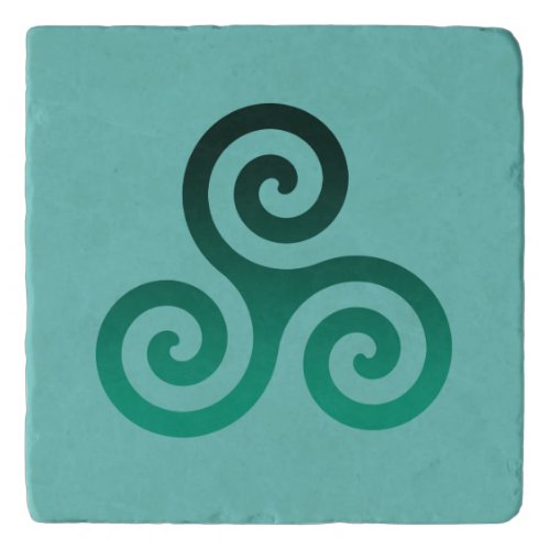Green Triskele Ancient Celtic Symbol Mint Trivet