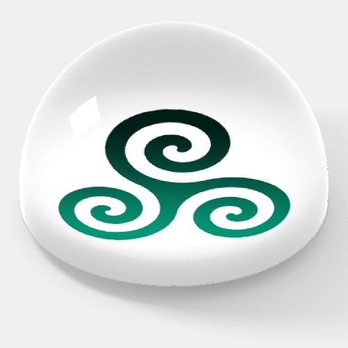 Green Triskele Ancient Celtic Symbol Paperweight