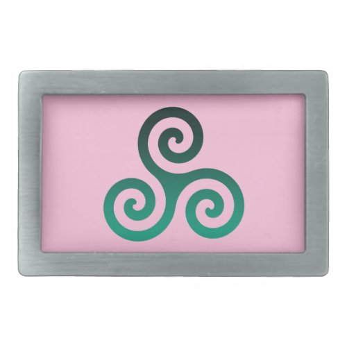 Green Triskele Ancient Celtic Symbol Pink Belt Buckle