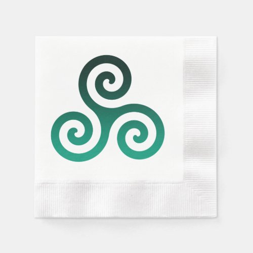 Green Triskele Ancient Celtic Symbol White Napkins