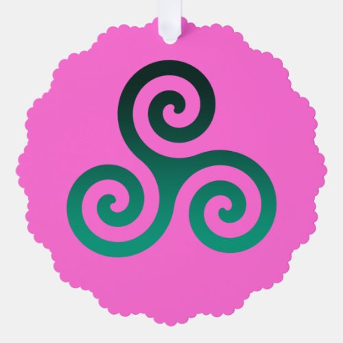 Green Triskele Deep Pink Ornament Card