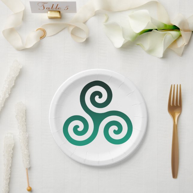 Green Triskele Paper Plates (Wedding)