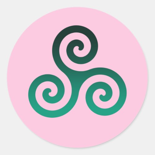 Green Triskele Pastel Pink Classic Round Sticker