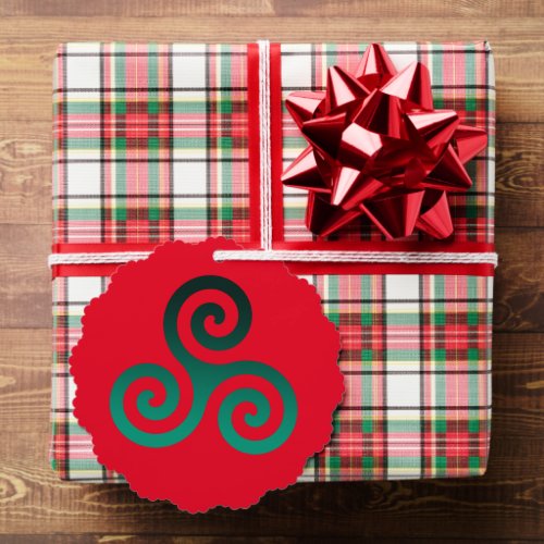 Green Triskele Red Ornament Card